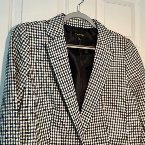 Talbots Blue and Ivory Plaid Blazer - Picture 5 of 13